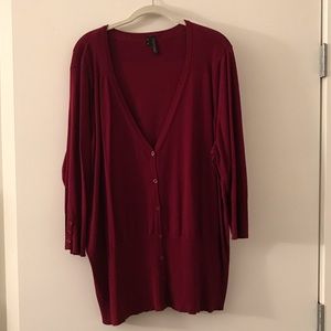 Burgundy button down cardigan.